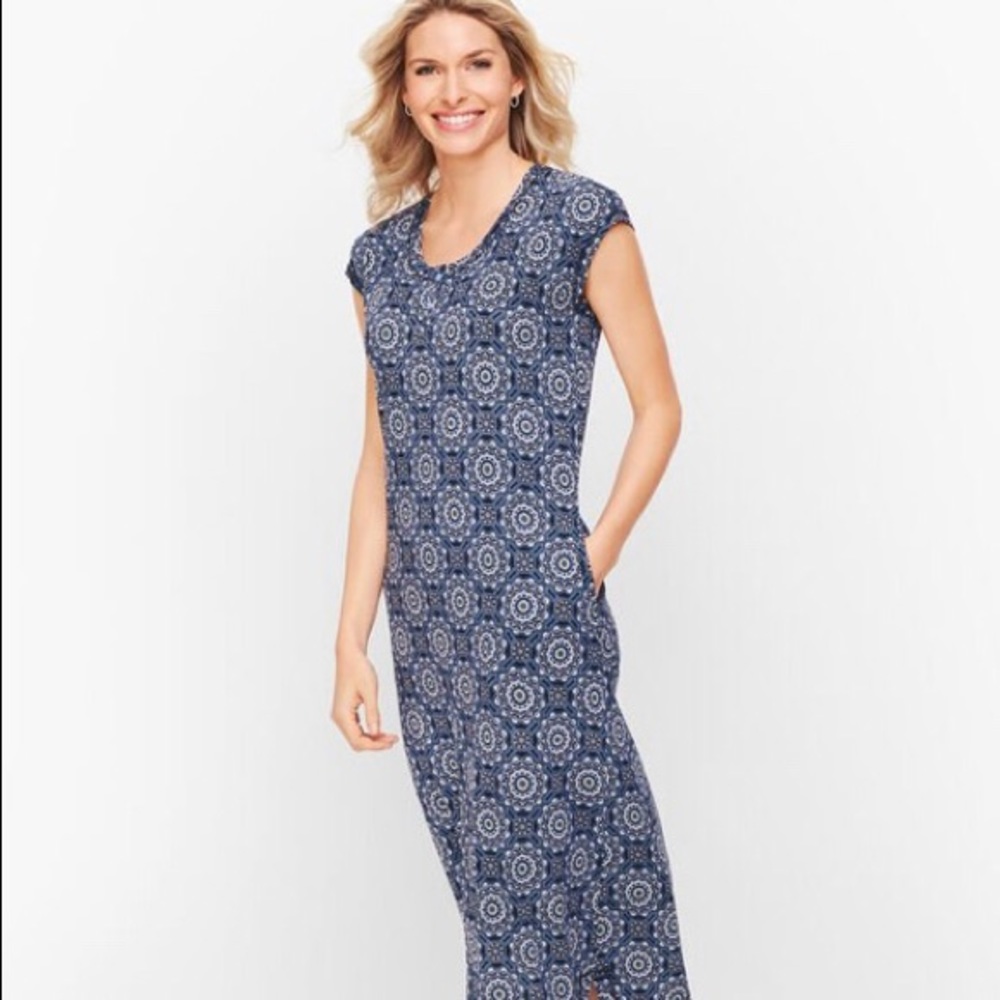 NWT TALBOTS MEDALLION HENLEY MIDI DRESS W/POCKETS!